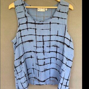 Habitat tank top blue and black abstract pattern Large
